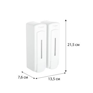 Дозатор для ж/м настенный двойной 325+325мл Fixsen HOTEL пластик белый (FX-31012H-2)