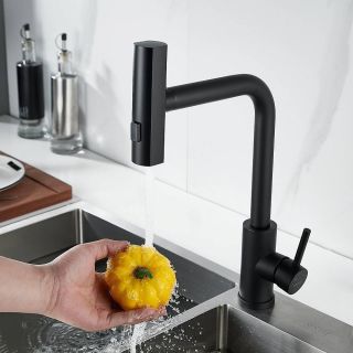 Смеситель для кухни Shevanik S263H с мультифункциональным изливом чёрный