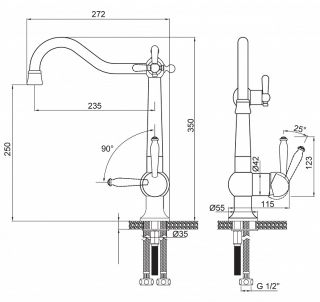 Смеситель для кухни Paulmark Retro Re213226-CR хром