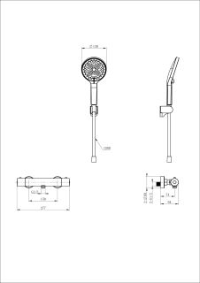 Смеситель для душа Wonzon & Woghand INN 3 WW-B2065-A-BGG с термостатом тёмный графит