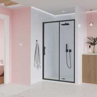 Душевая дверь Veconi Evo 100 B, 1700x1950, черный матовый, стекло прозрачное