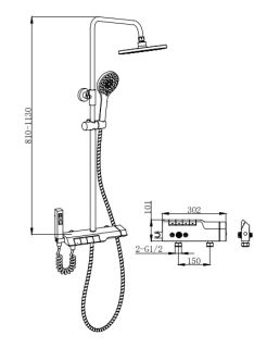 Душевая стойка Boch Mann Vettore B TS BM9651 с термостатом чёрный