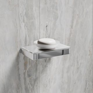 Мыльница Lemark Glass Line 9741037 с держателем хром/белое стекло