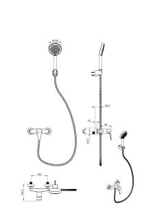 Смеситель для душа с гарнитуром Wonzon & Woghand Alfa WW-AE3102-CR хром