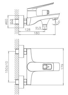 Смеситель для ванны Haiba HB60595 хром