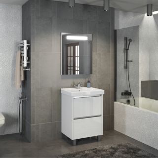 Comforty Тумба-умывальник "Дублин-60" белый глянец с раковиной Comforty 8056