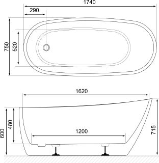 Ванна акриловая EXCELLENT Comfort+ 175x75 (белая/черная)