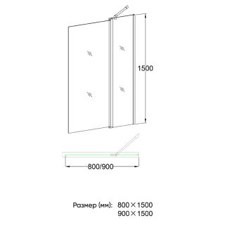 Veconi Шторка на ванну PL-81 90*150