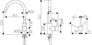 Смеситель для кухни Omoikiri Shinagawa-GR