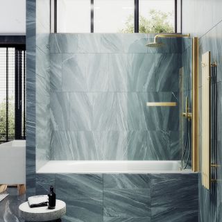 Шторка на ванну MaybahGlass MGV-776-3 60см золото