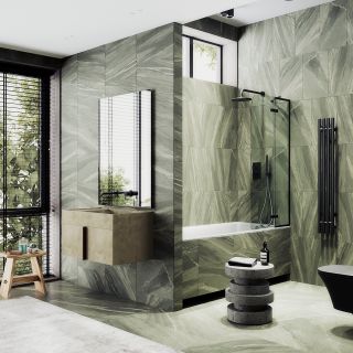 Шторка на ванну MaybahGlass MGV-915-6 99см чёрный