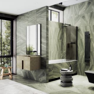 Шторка на ванну MaybahGlass MGV-772-6 50см чёрный