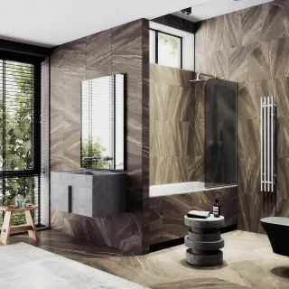 Шторка на ванну MaybahGlass MGV-85-5у 50см хром матовый