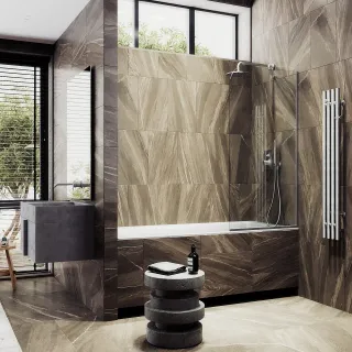 Шторка на ванну MaybahGlass MGV-144-5у 64см хром матовый