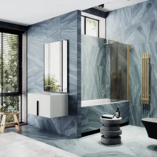 Шторка на ванну MaybahGlass MGV-625-3 80см золото