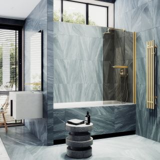 Шторка на ванну MaybahGlass MGV-789-3 80см золото