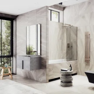 Шторка на ванну MaybahGlass MGV-70-2у 80см бронза