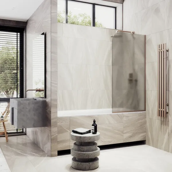 Шторка на ванну MaybahGlass MGV-77-2у 90см бронза