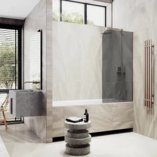 Шторка на ванну MaybahGlass MGV-140-2у 54см бронза