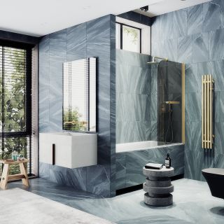 Шторка на ванну MaybahGlass MGV-767-3 40см золото