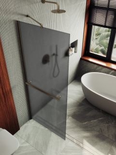 Душевая перегородка MaybahGlass MGD-730-2ш 79см бронза