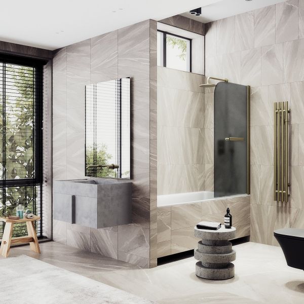 Шторка на ванну MaybahGlass MGV-792-2 80см бронза