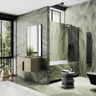 Шторка на ванну MaybahGlass MGV-145-6у 64см чёрный