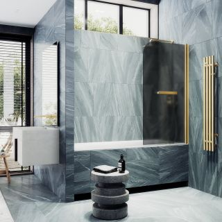 Шторка на ванну MaybahGlass MGV-792-3 80см золото