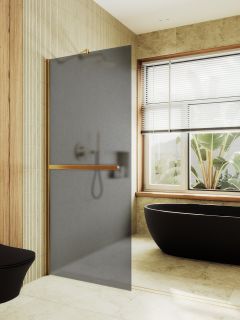 Душевая перегородка MaybahGlass MGD-730-3ш 79см золото