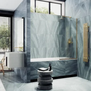 Шторка на ванну MaybahGlass MGV-132-3у 44см золото