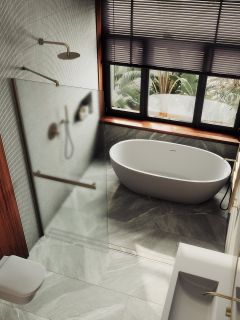 Душевая перегородка MaybahGlass MGD-731-2ш 79см бронза