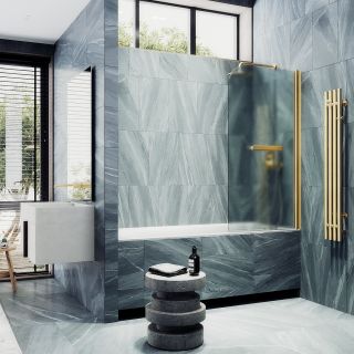 Шторка на ванну MaybahGlass MGV-781-3 60см золото