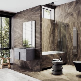 Шторка на ванну MaybahGlass MGV-920-4 99см хром глянцевый