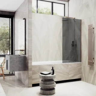 Шторка на ванну MaybahGlass MGV-81-2ш 70см бронза