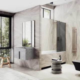 Шторка на ванну MaybahGlass MGV-87-2ш 70см бронза