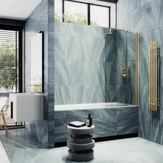 Шторка на ванну MaybahGlass MGV-599-3 70см золото