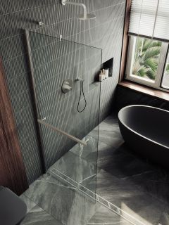 Душевая перегородка MaybahGlass MGD-726-5ш 79см хром матовый