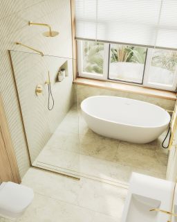 Душевая перегородка MaybahGlass MGD-695-3у 79см золото