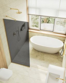 Душевая перегородка MaybahGlass MGD-698-3у 79см золото