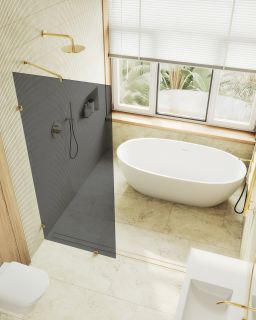 Душевая перегородка MaybahGlass MGD-274-3 79см золото