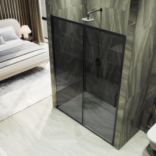 Душевая дверь MaybahGlass MGD-1285-6 150см чёрный/графит