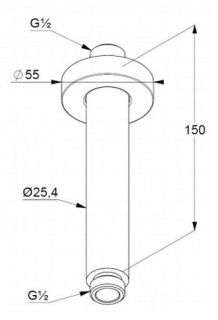 Потолочный кронштейн для верхнего душа Kludi A-QA чёрный/хром 6651587-00