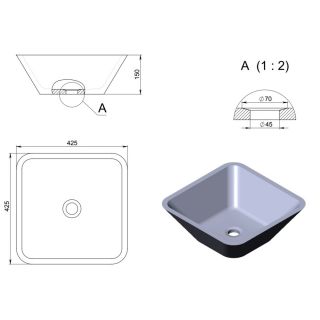 Раковина Holbi Saturn 42см бетон 2.02.004.44.4