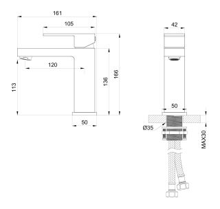 Смеситель для раковины Wonzon & Woghand Cube WW-88139016-BGM тёмный графит