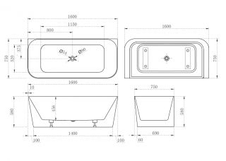 Акриловая ванна ABBER AB9223-1.6 160x75см белый