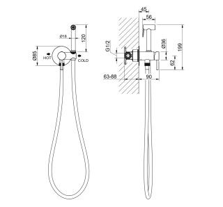Гигиенический душ со смесителем Aquatek Европа AQ1021BGM шлифованное чёрный хром