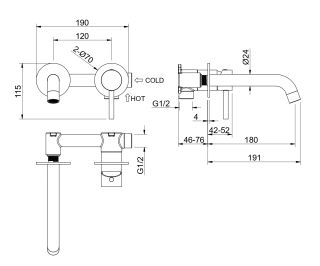 Смеситель встраиваемый для раковины Aquatek Европа AQ1313BGM шлифованный чёрный хром