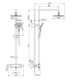 Душевая стойка Aquatek Европа AQ2343BG с термостатом шлифованное золото