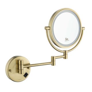 Зеркало косметическое настенное Aquatek AQ4912BG с подсветкой 5х шлифованное золото