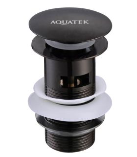 Донный клапан Aquatek AQ6001MB с переливом чёрный матовый